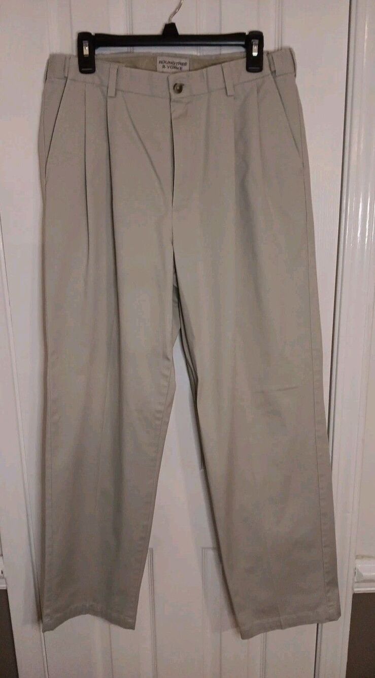Mens Roundtree & Yorke Khaki Dress Pants 34 X 32